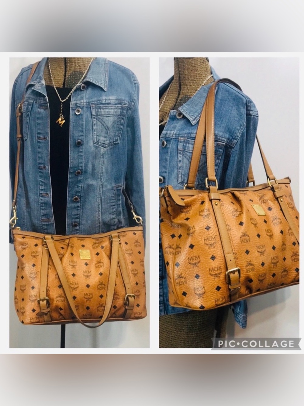 MCM - Cognac 2-Way Zip Tote Crossbody